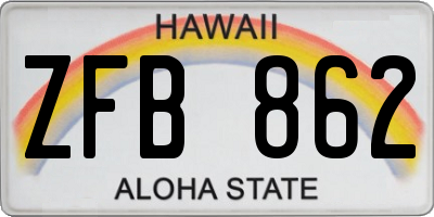 HI license plate ZFB862