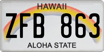 HI license plate ZFB863