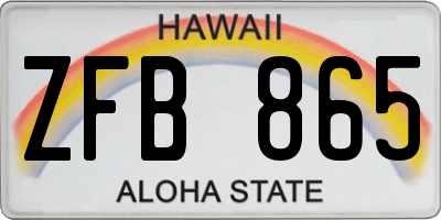 HI license plate ZFB865