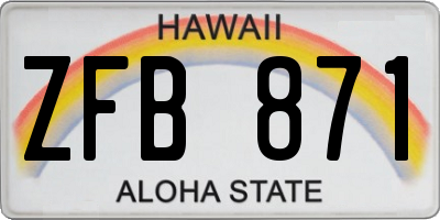 HI license plate ZFB871