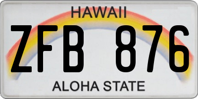 HI license plate ZFB876