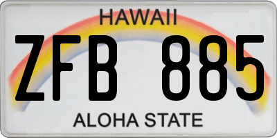 HI license plate ZFB885