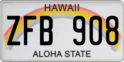 HI license plate ZFB908