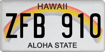 HI license plate ZFB910