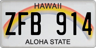 HI license plate ZFB914