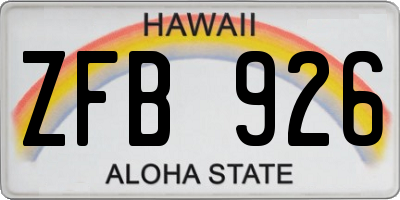 HI license plate ZFB926