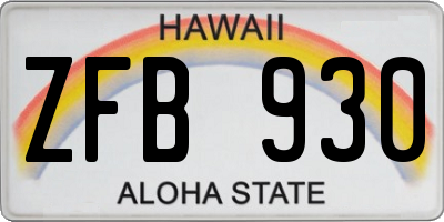 HI license plate ZFB930