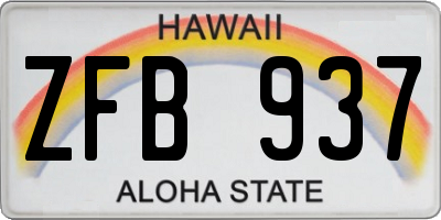 HI license plate ZFB937