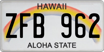HI license plate ZFB962