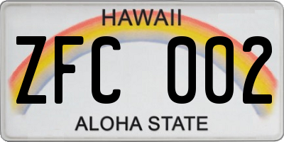HI license plate ZFC002