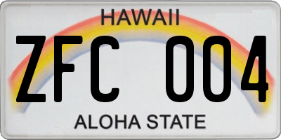 HI license plate ZFC004