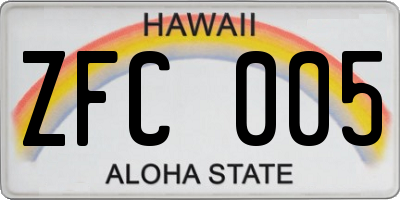 HI license plate ZFC005