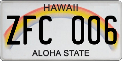HI license plate ZFC006