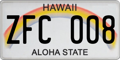 HI license plate ZFC008
