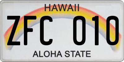 HI license plate ZFC010