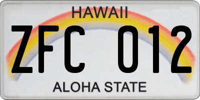 HI license plate ZFC012