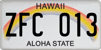 HI license plate ZFC013