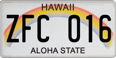 HI license plate ZFC016