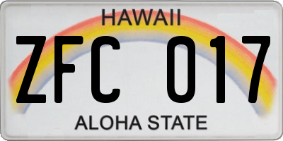 HI license plate ZFC017