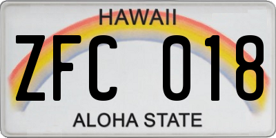 HI license plate ZFC018