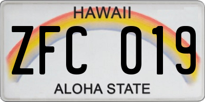 HI license plate ZFC019