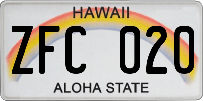 HI license plate ZFC020