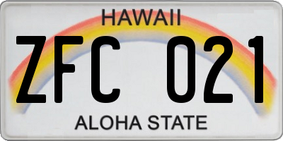 HI license plate ZFC021