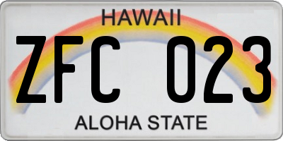 HI license plate ZFC023