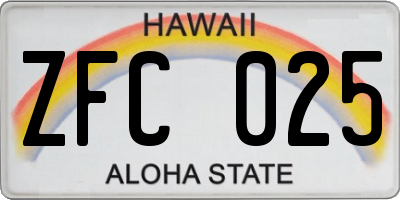 HI license plate ZFC025