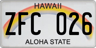 HI license plate ZFC026