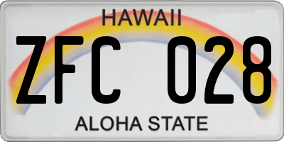 HI license plate ZFC028