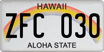 HI license plate ZFC030