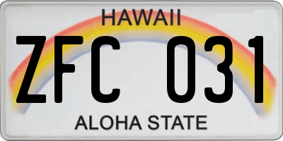 HI license plate ZFC031