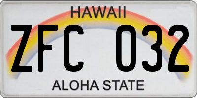 HI license plate ZFC032