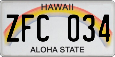 HI license plate ZFC034