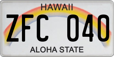 HI license plate ZFC040