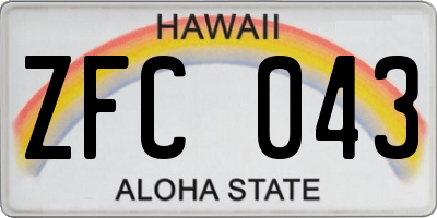 HI license plate ZFC043