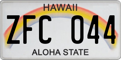 HI license plate ZFC044