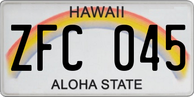 HI license plate ZFC045
