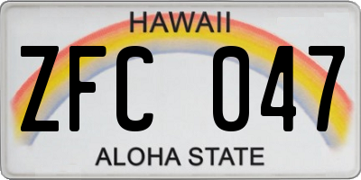 HI license plate ZFC047