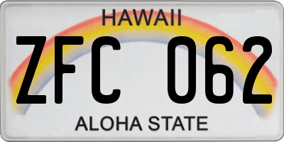 HI license plate ZFC062