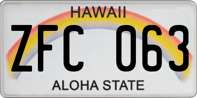 HI license plate ZFC063