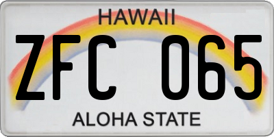 HI license plate ZFC065