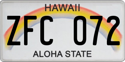 HI license plate ZFC072