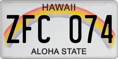 HI license plate ZFC074