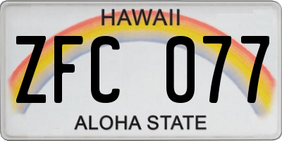 HI license plate ZFC077
