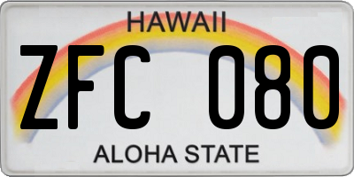 HI license plate ZFC080