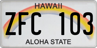 HI license plate ZFC103