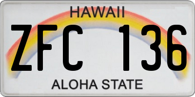 HI license plate ZFC136