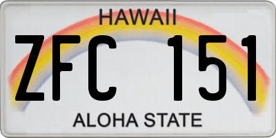 HI license plate ZFC151